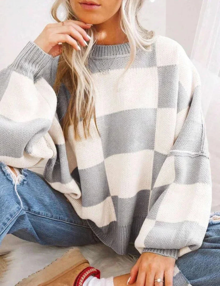 Women's Checked Sweater in Soft, Comfortable Knit - photo 10