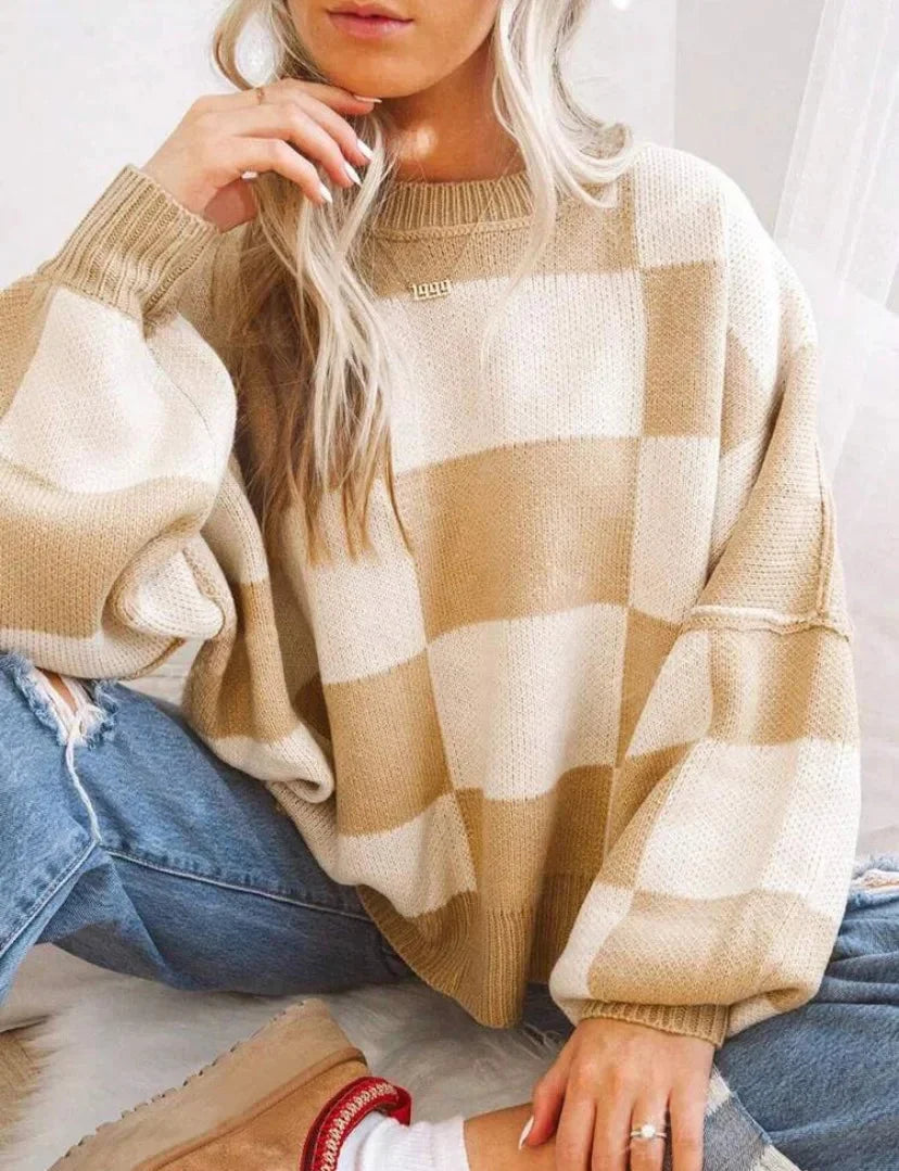 Women's Checked Sweater in Soft, Comfortable Knit - photo 11