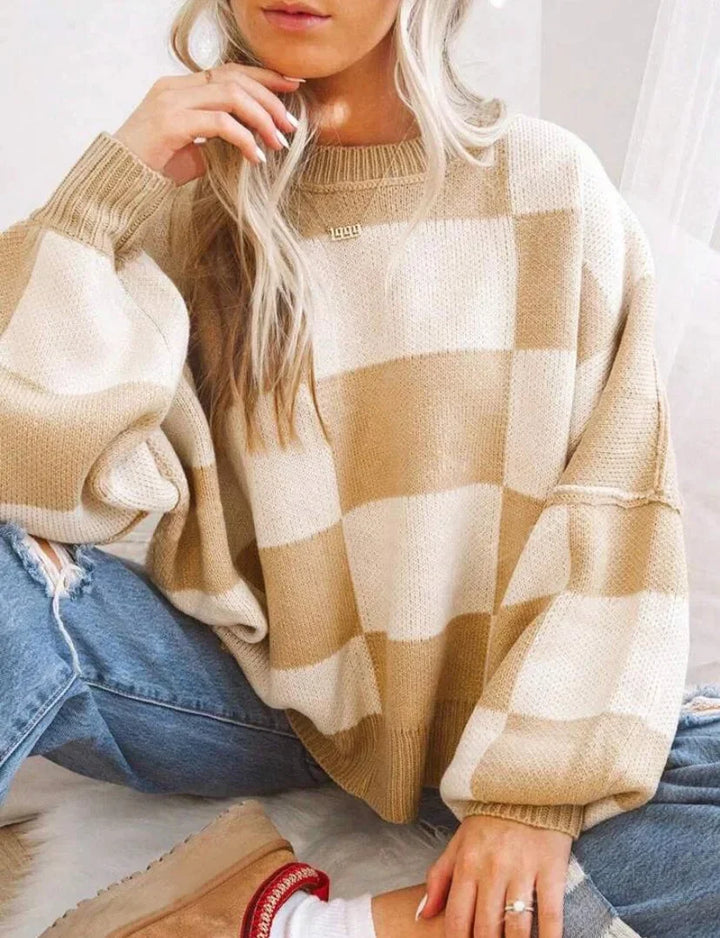 Women's Checked Sweater in Soft, Comfortable Knit - photo 11