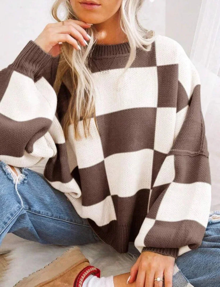Women's Checked Sweater in Soft, Comfortable Knit - photo 12