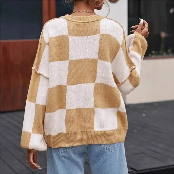 Women's Checked Sweater in Soft, Comfortable Knit - photo 3
