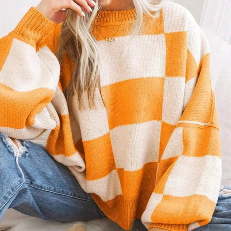 Women's Checked Sweater in Soft, Comfortable Knit - photo 5