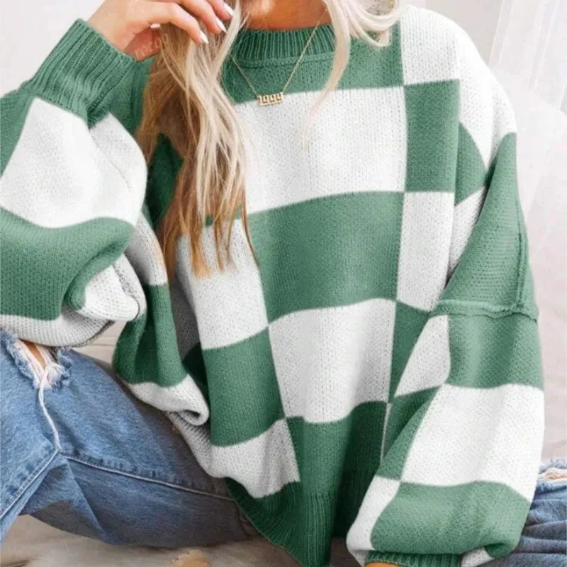 Women's Checked Sweater in Soft, Comfortable Knit - photo 6