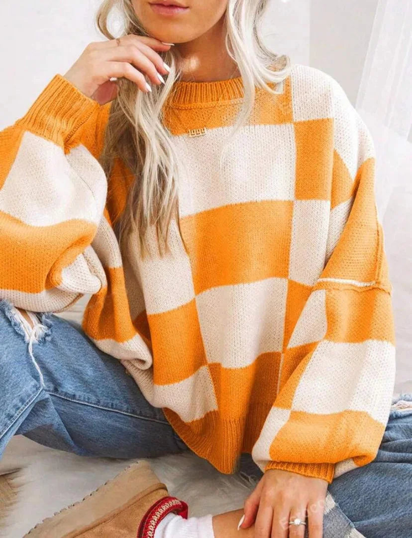 Women's Checked Sweater in Soft, Comfortable Knit - photo 8