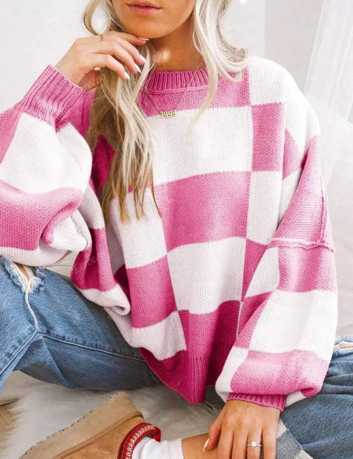 Women's Checked Sweater in Soft, Comfortable Knit - photo 9