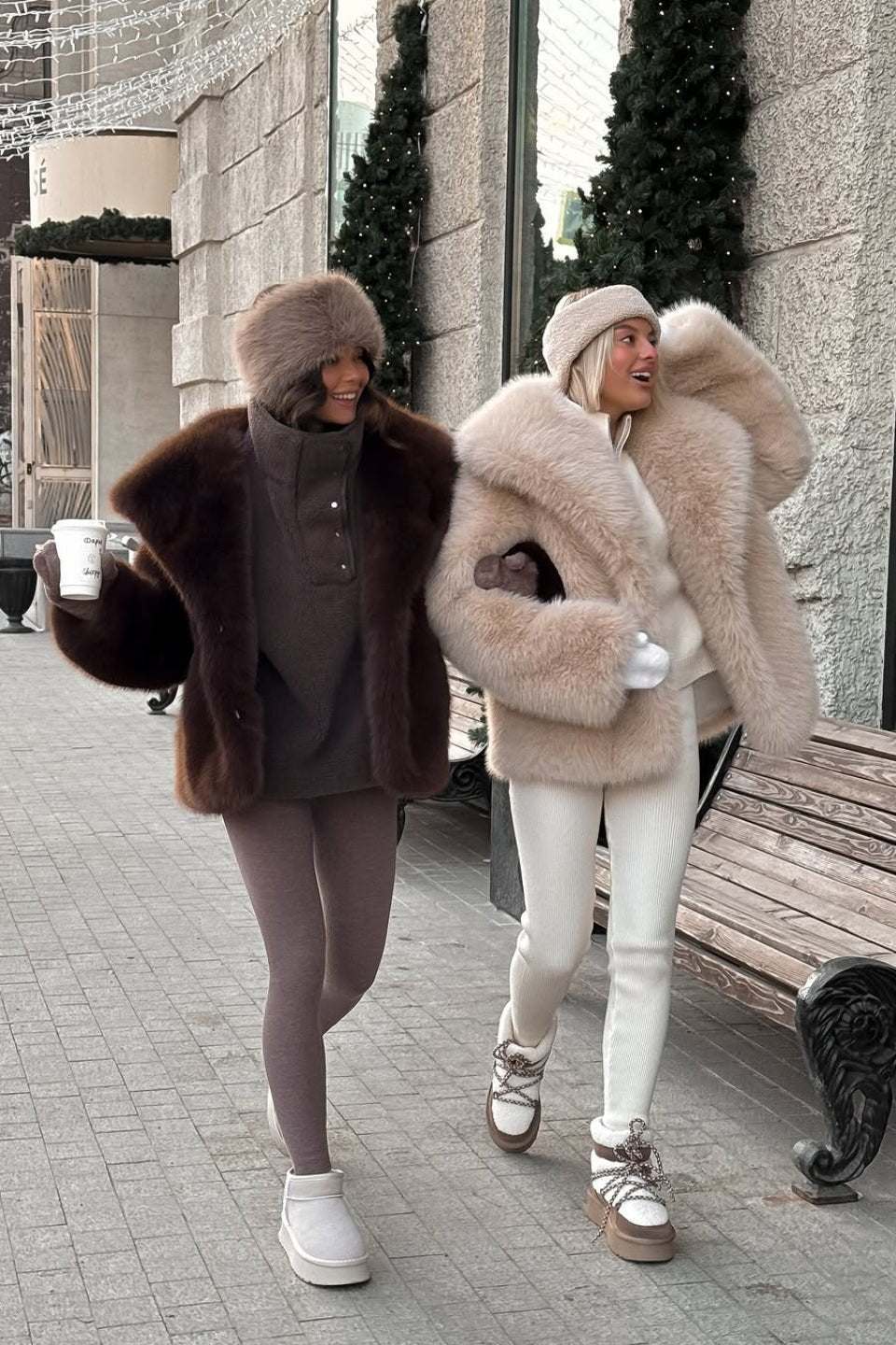 Women's Collared Coat with Faux Fur Trim - photo 1