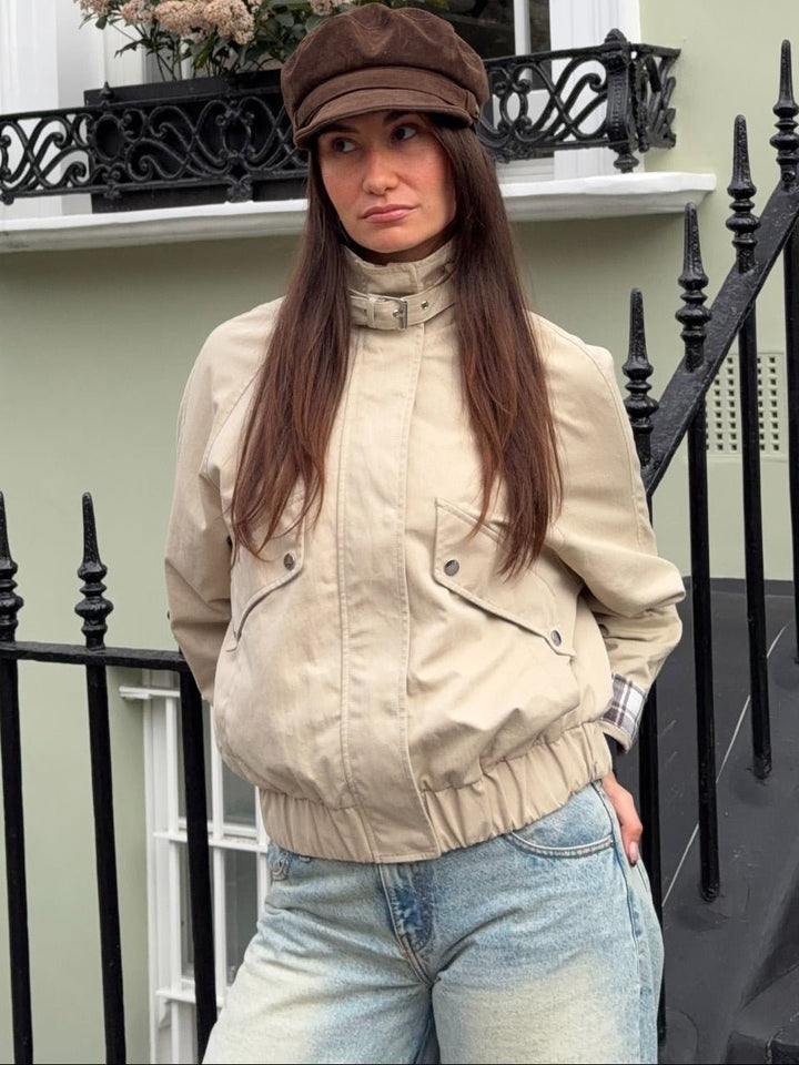 Women's Stand Collar Jacket in Khaki - photo 7