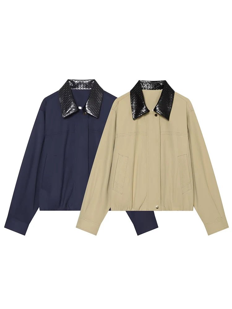 Women's Colour Block Collared Bomber Jacket - photo 6