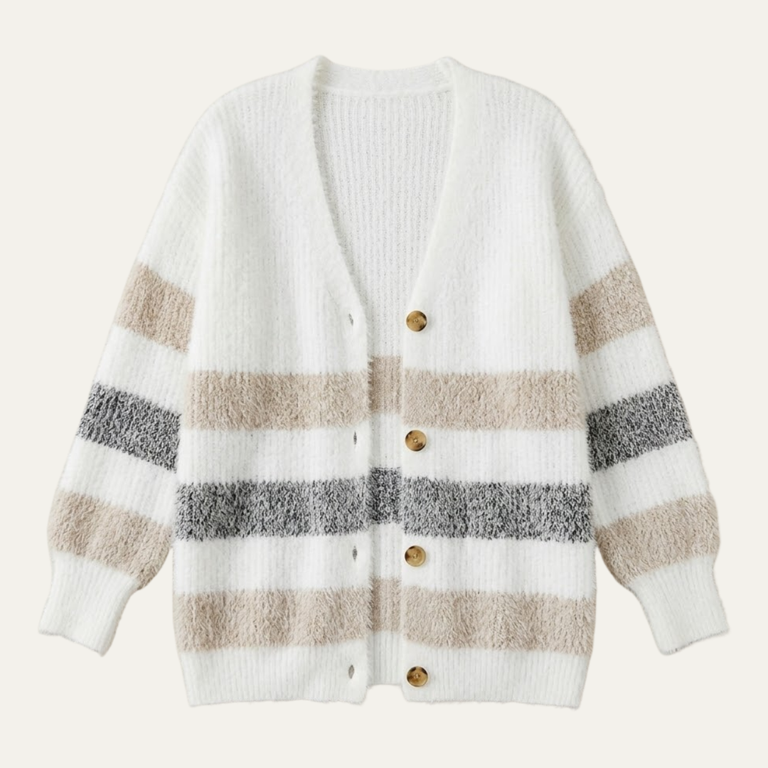 Women's Colour Block Knitted Cardigan with Button Front - photo 3