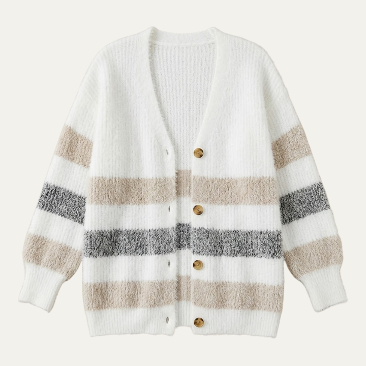 Women's Colour Block Knitted Cardigan with Button Front - photo 3