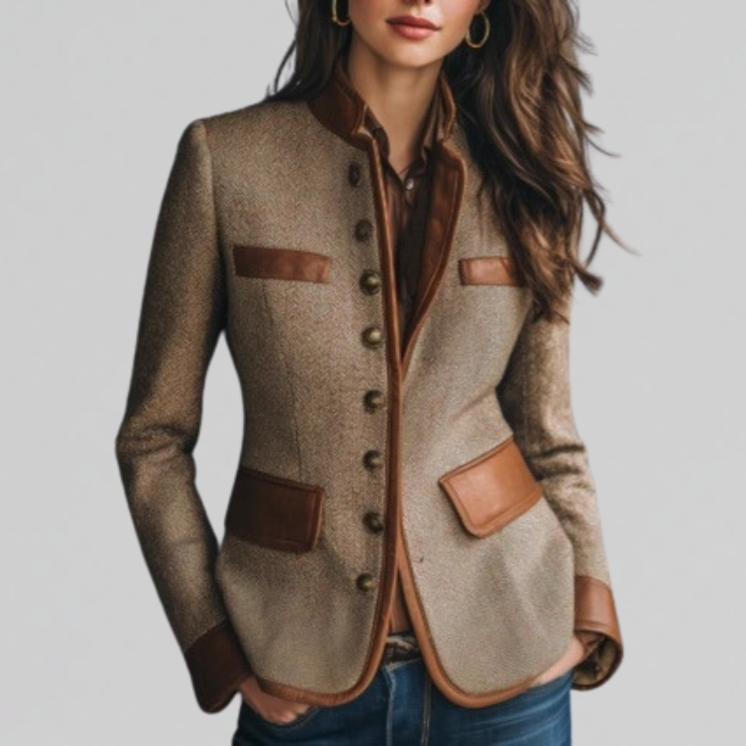 Women's Colour Block Relaxed Blazer with Button Front - photo 1