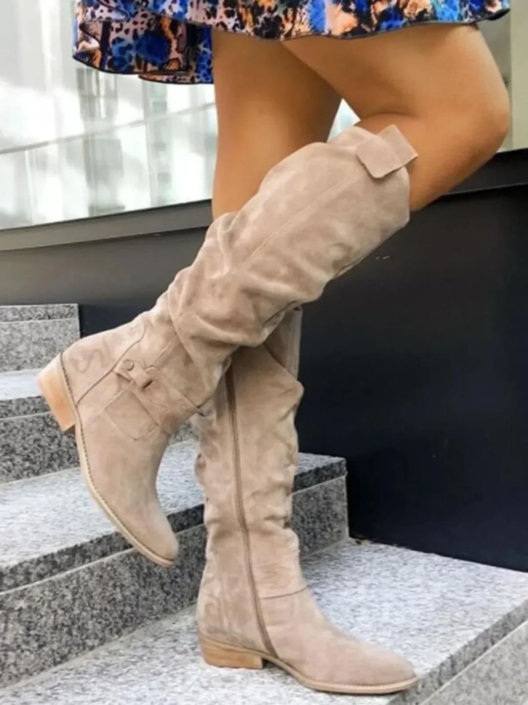 Women's Comfortable Low Heel Tall Boots - photo 1