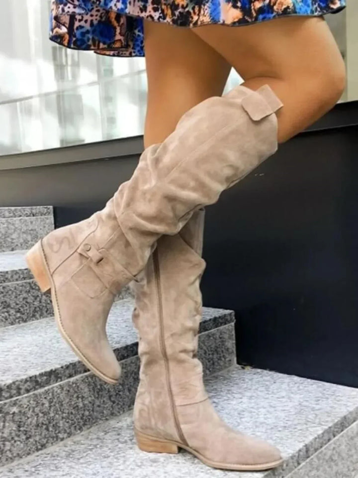 Women's Comfortable Low Heel Tall Boots - photo 1