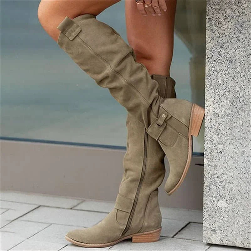 Women's Comfortable Low Heel Tall Boots - photo 3
