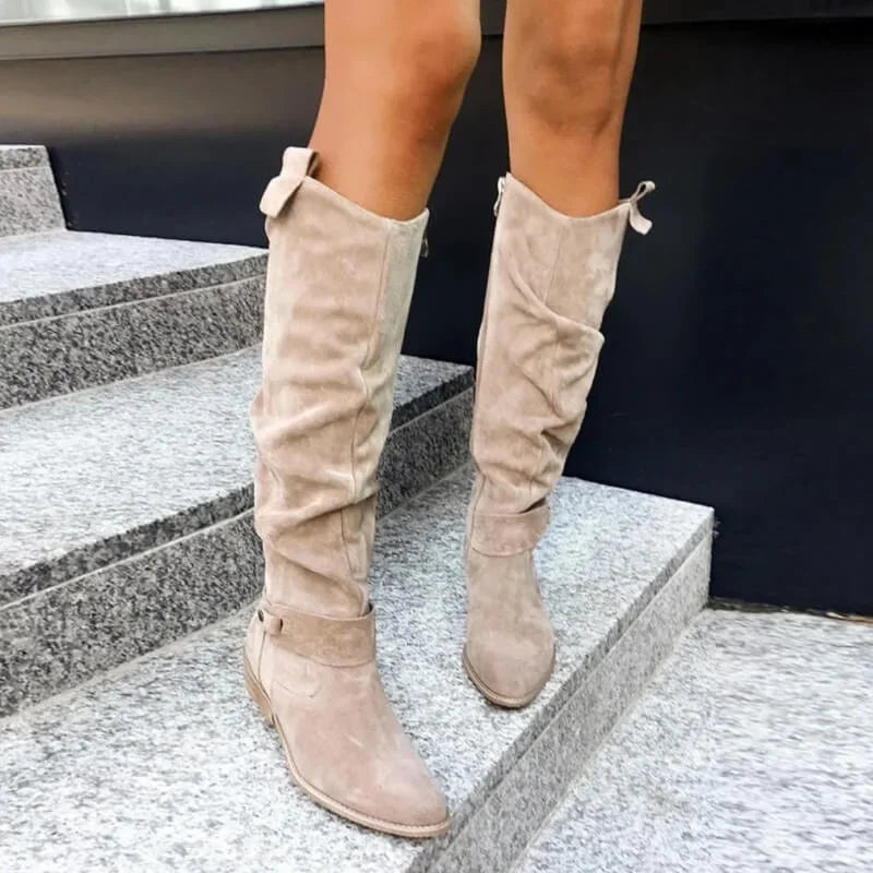 Women's Comfortable Low Heel Tall Boots - photo 6