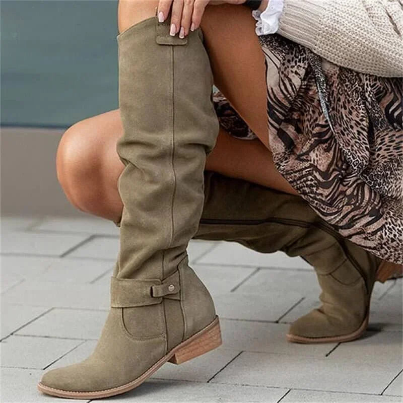 Women's Comfortable Low Heel Tall Boots - photo 7