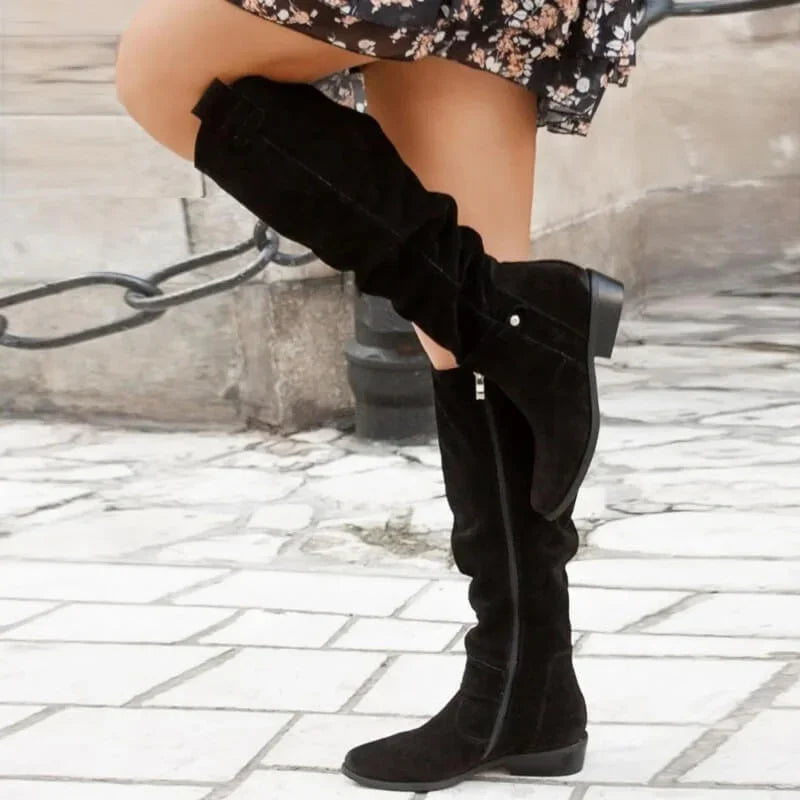 Women's Comfortable Low Heel Tall Boots - photo 8