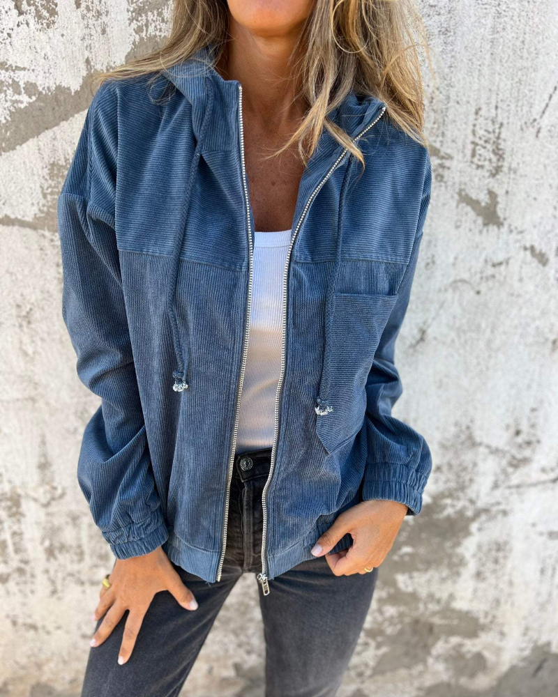 Women's Corduroy Relaxed Jacket with Hood - photo 2