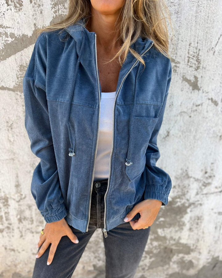 Women's Corduroy Relaxed Jacket with Hood - photo 2