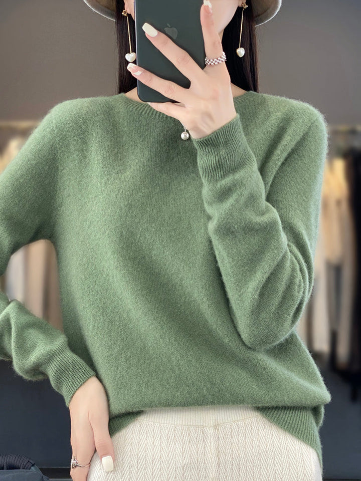 Women's Crew Neck Wool Knit Sweater - photo 1