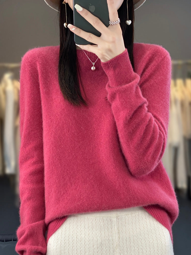 Women's Crew Neck Wool Knit Sweater - photo 10