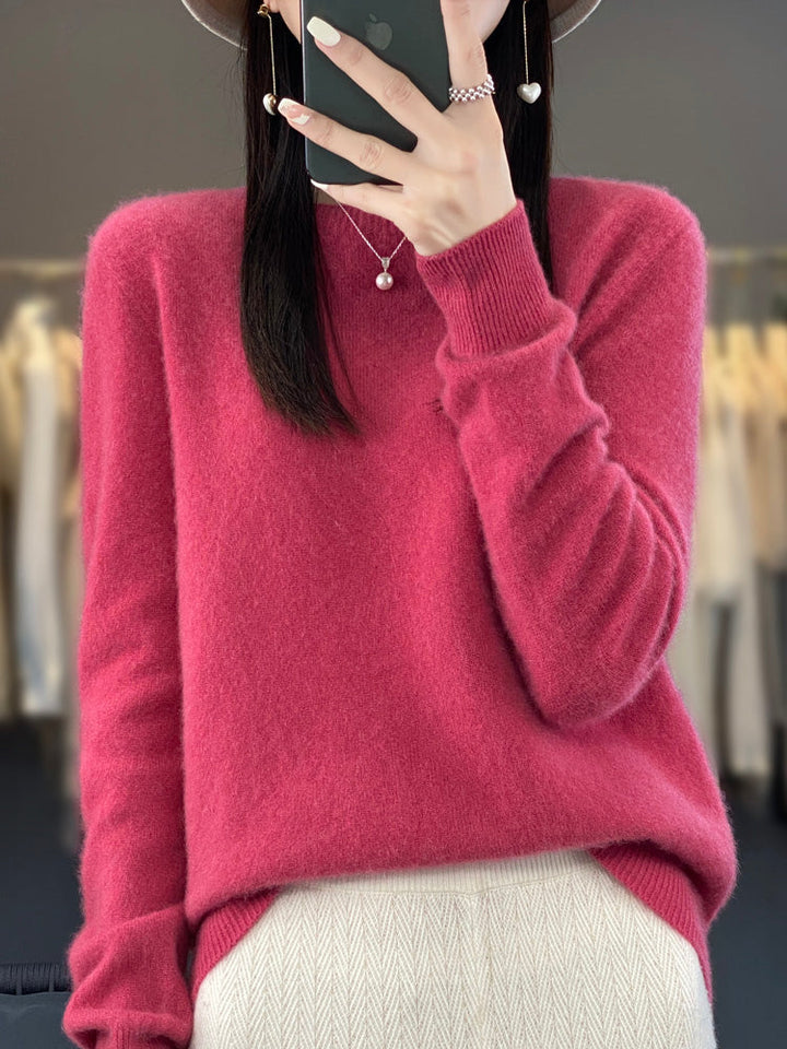 Women's Crew Neck Wool Knit Sweater - photo 10