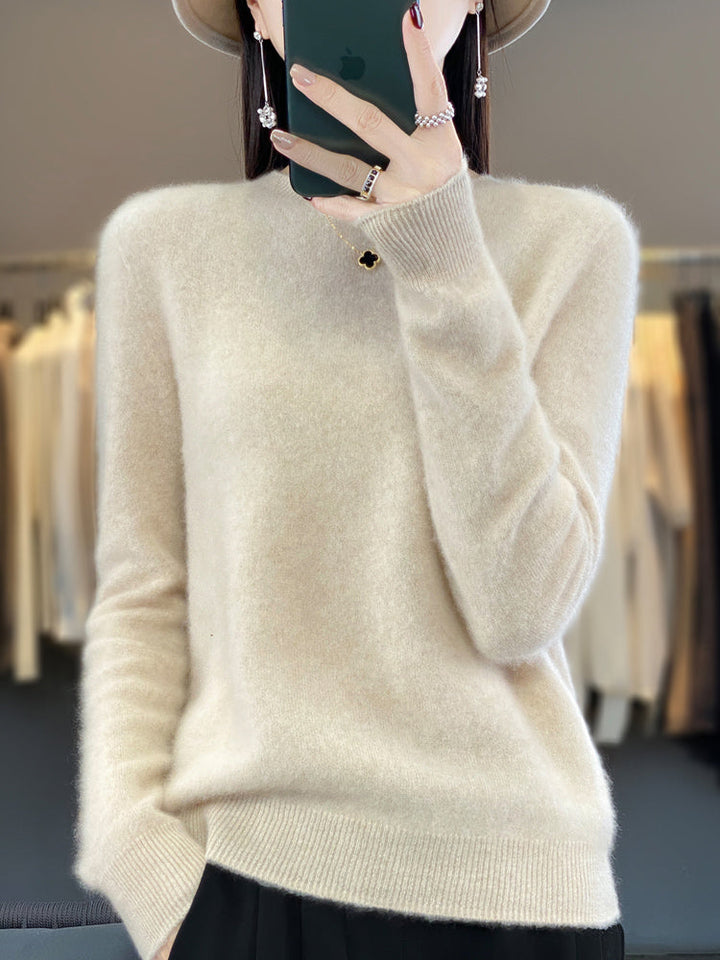 Women's Crew Neck Wool Knit Sweater - photo 11