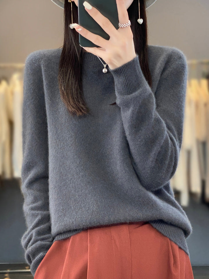 Women's Crew Neck Wool Knit Sweater - photo 12