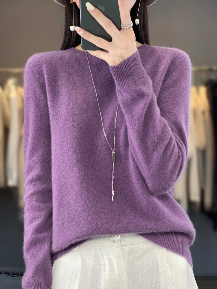 Women's Crew Neck Wool Knit Sweater - photo 3