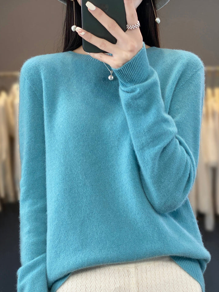 Women's Crew Neck Wool Knit Sweater - photo 5