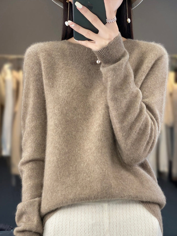 Women's Crew Neck Wool Knit Sweater - photo 6