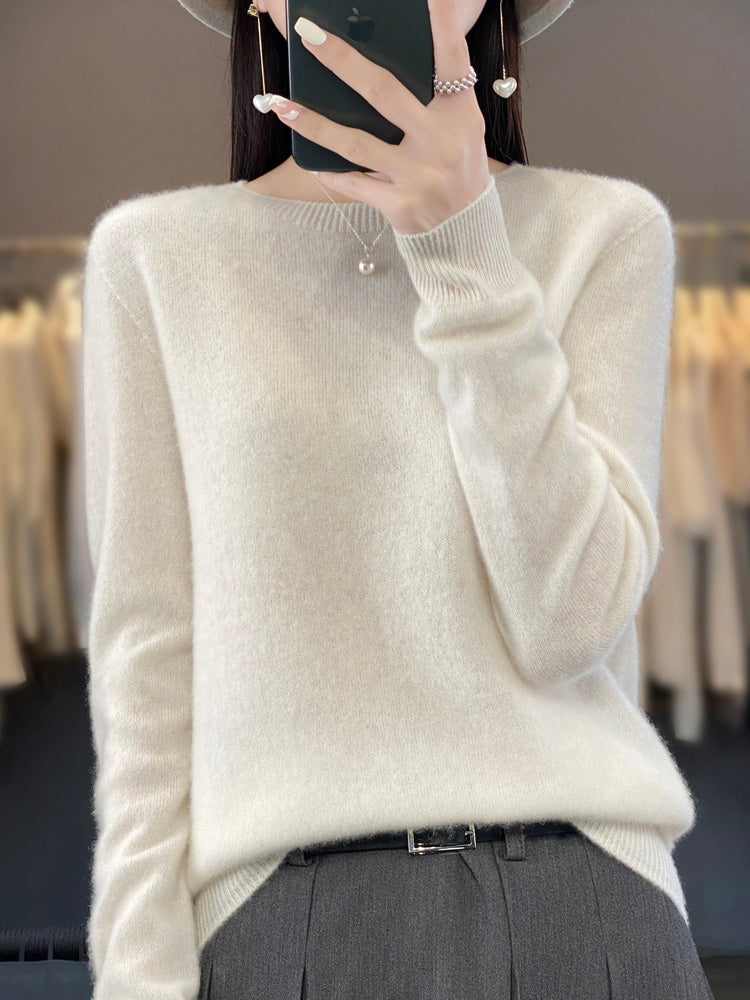 Women's Crew Neck Wool Knit Sweater - photo 7