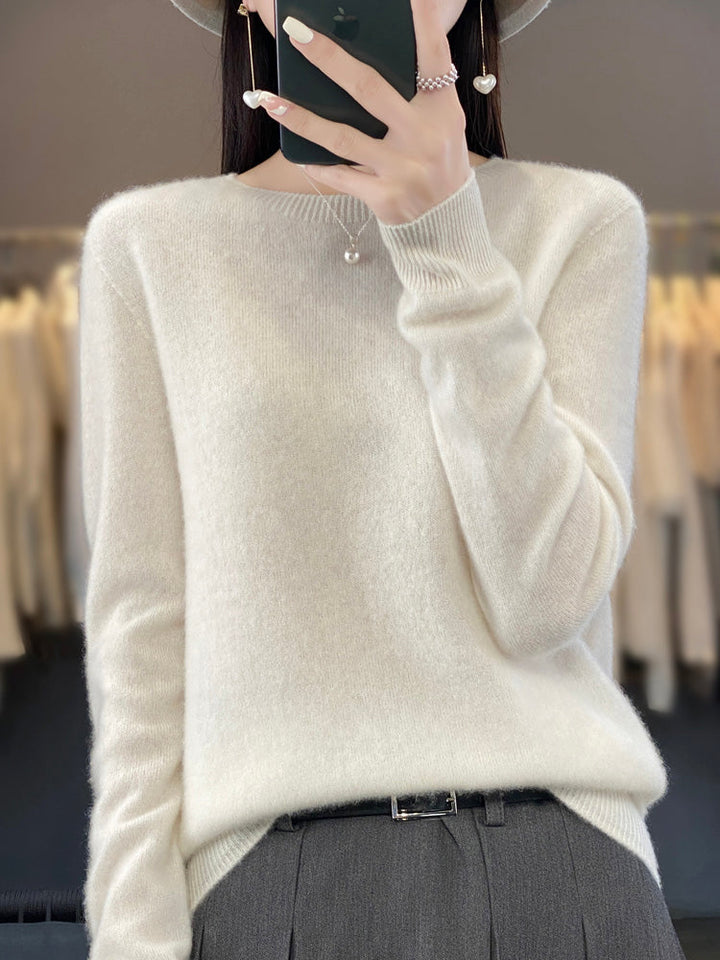 Women's Crew Neck Wool Knit Sweater - photo 7