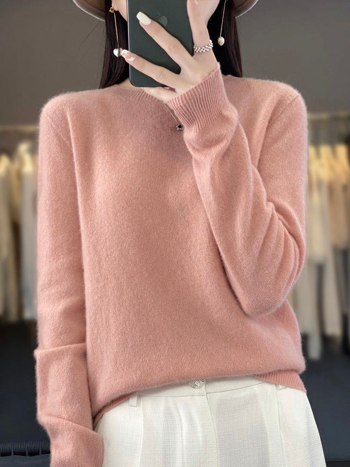 Women's Crew Neck Wool Knit Sweater - photo 9