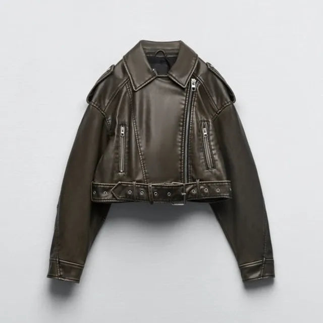 Women's Cropped Biker Jacket - photo 2