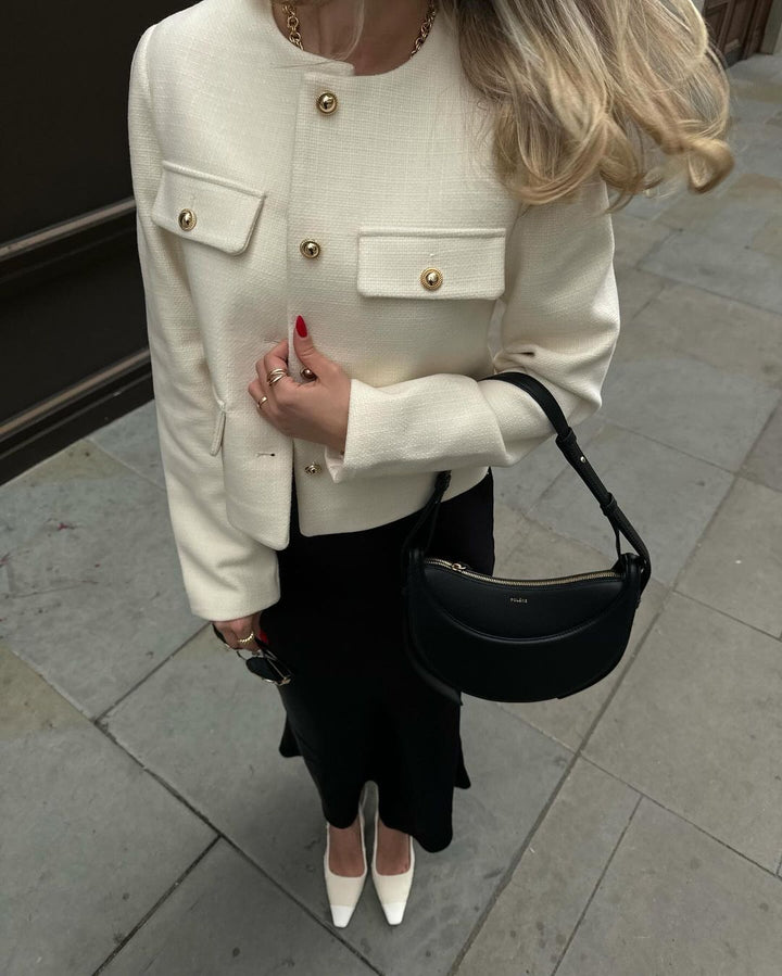 Women's Cropped Button-Front Long Sleeve Jacket - photo 7