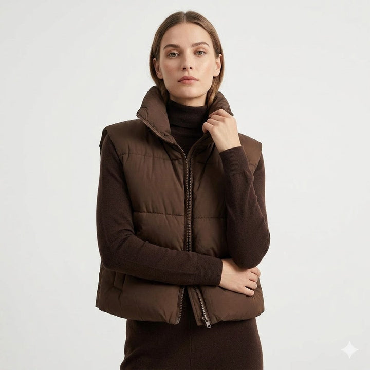 Women's Cropped Puffer Gilet with Collar - photo 1