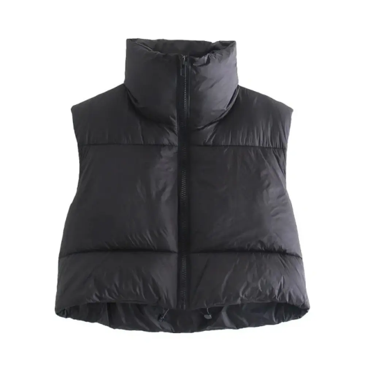 Women's Cropped Puffer Gilet with Collar - photo 2
