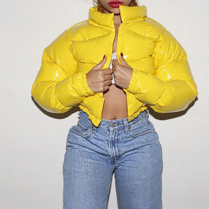 Women's Cropped Puffer Jacket with Ribbed Cuffs - photo 6