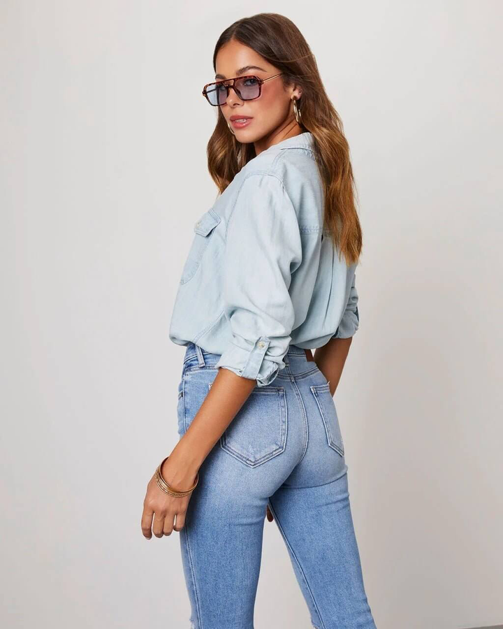Women's Denim Long Sleeve Shirt - photo 11