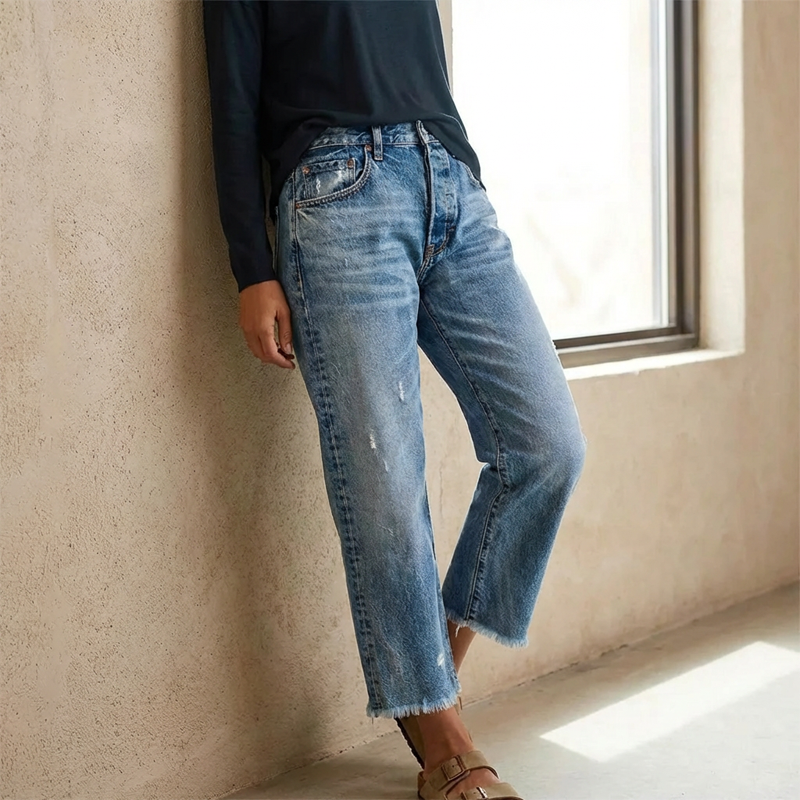 Women's Denim Straight-Leg Cropped Jeans - photo 7