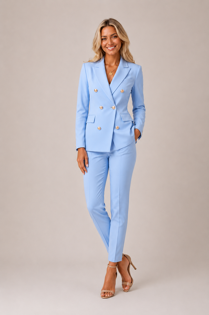 Women's Double Breasted Blazer and Trousers Set - photo 2