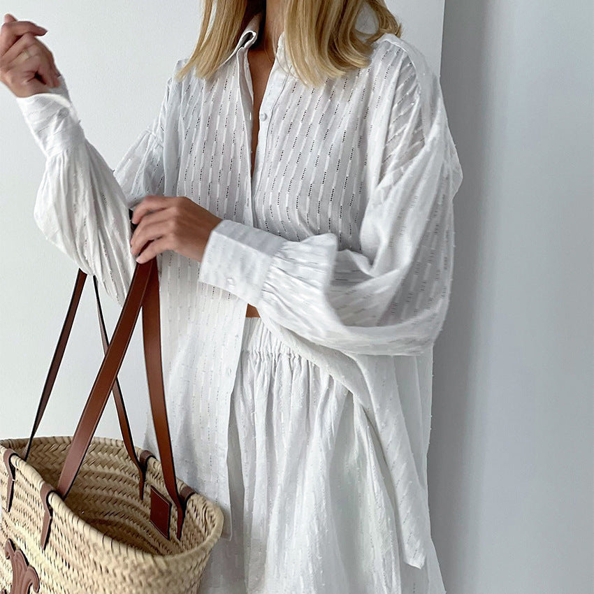 Women's Embroidered Relaxed Two-Piece Set with Button Front - photo 11