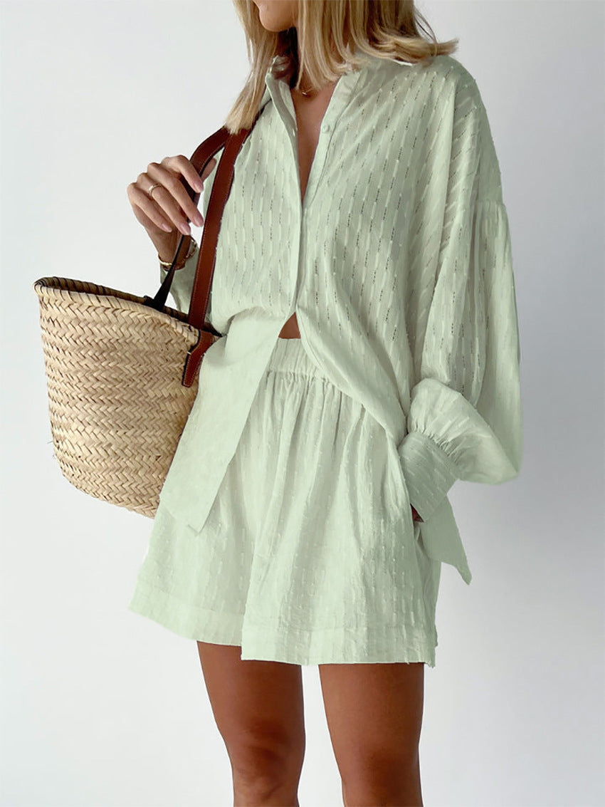 Women's Embroidered Relaxed Two-Piece Set with Button Front - photo 4