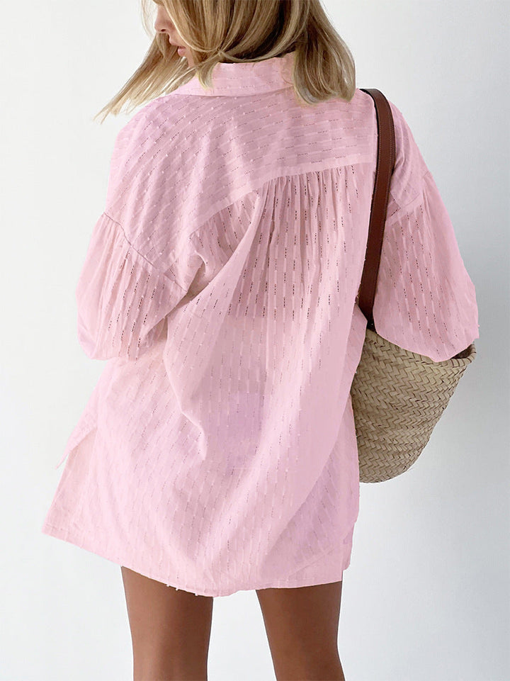 Women's Embroidered Relaxed Two-Piece Set with Button Front - photo 8
