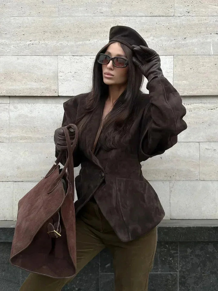 Women's Faux Suede Blazer - photo 4