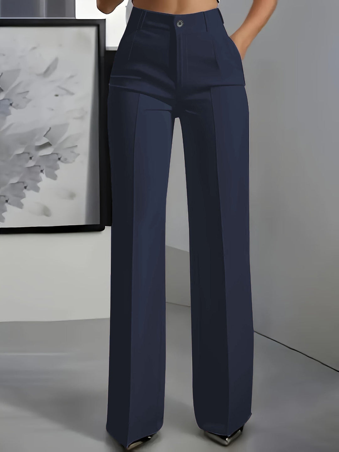 Women's Fitted Belted Trousers with Elasticated Waist - photo 1