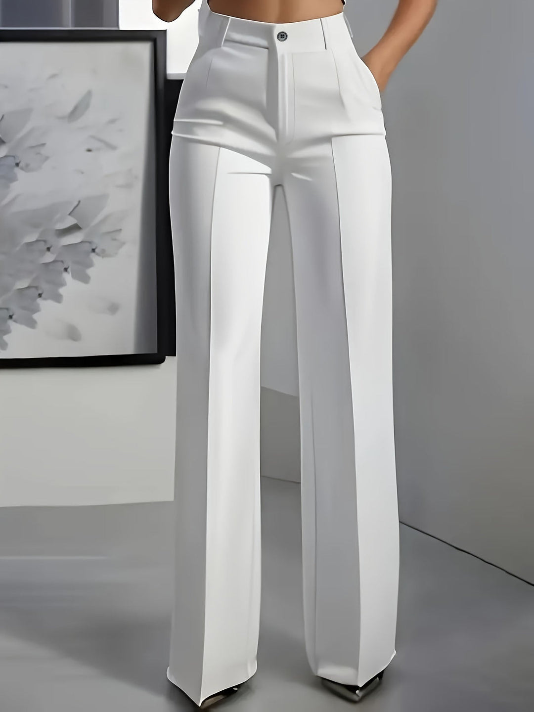 Women's Fitted Belted Trousers with Elasticated Waist - photo 2