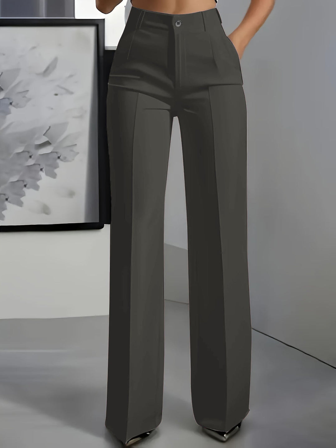 Women's Fitted Belted Trousers with Elasticated Waist - photo 3