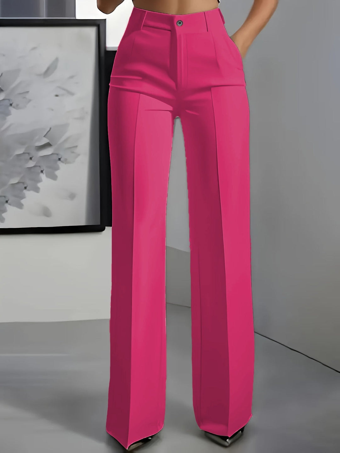 Women's Fitted Belted Trousers with Elasticated Waist - photo 4